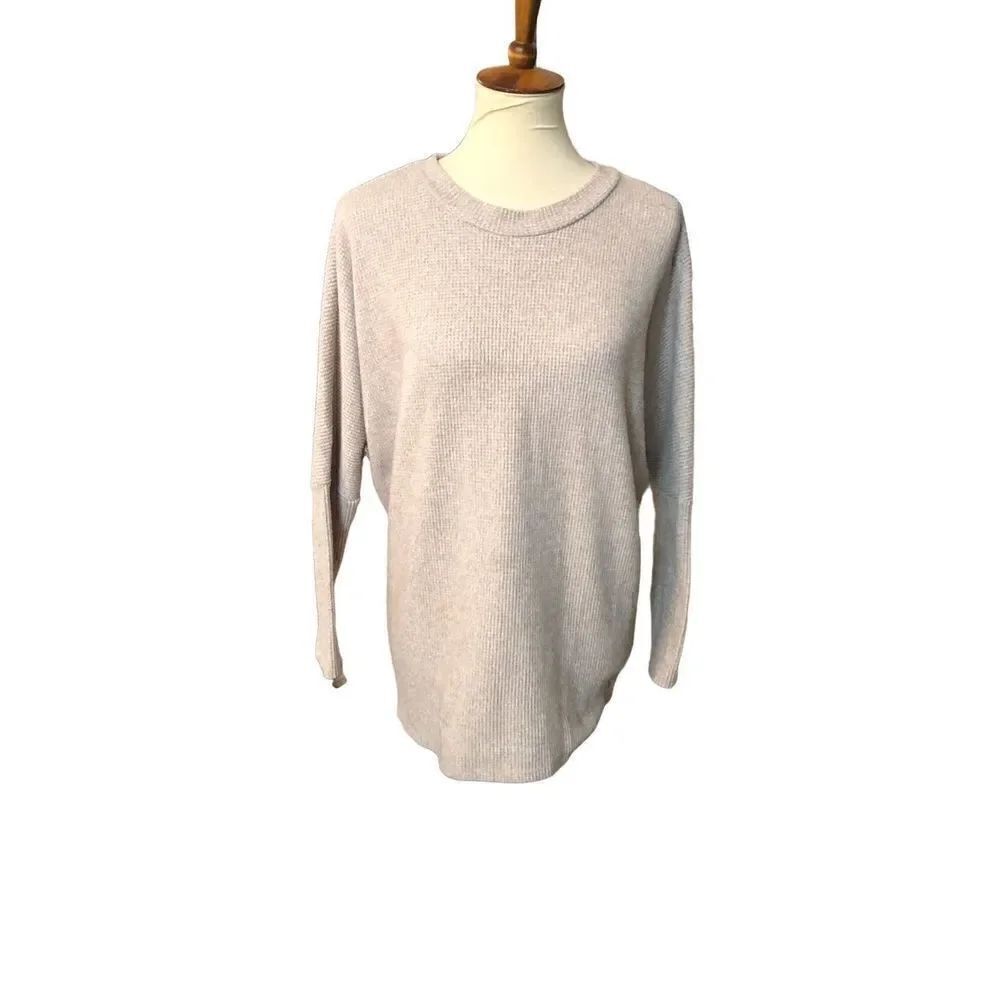 Love Kuza oatmeal waffled dolman sleeve jersey knit boxy pullover